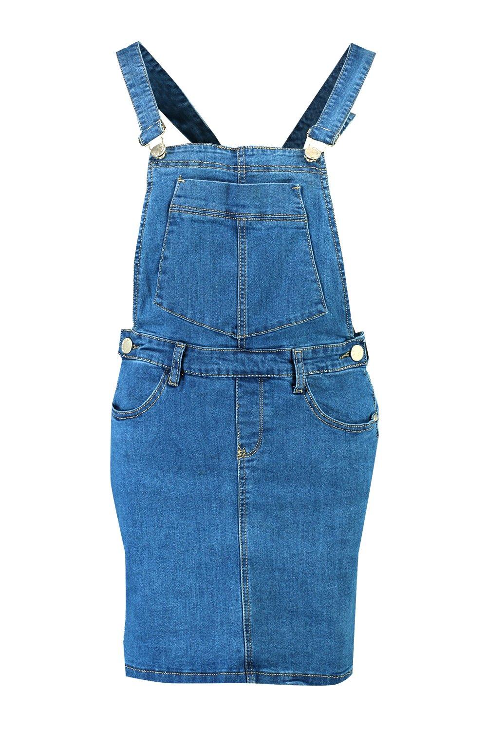 Stretch denim pinafore clearance dress